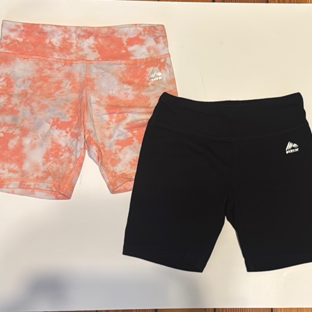 RBX Kids Coral Tie-Dye and Black Biker Shorts (set)
